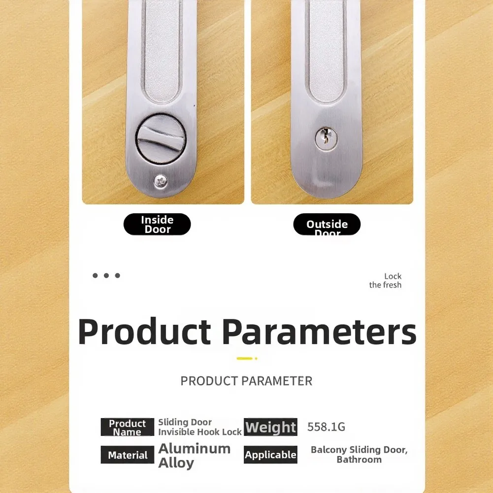Anti-Slip Sliding Door Lock with Key for Wooden Sliding Doors and Smooth Operation via Discreet Integrated Handle