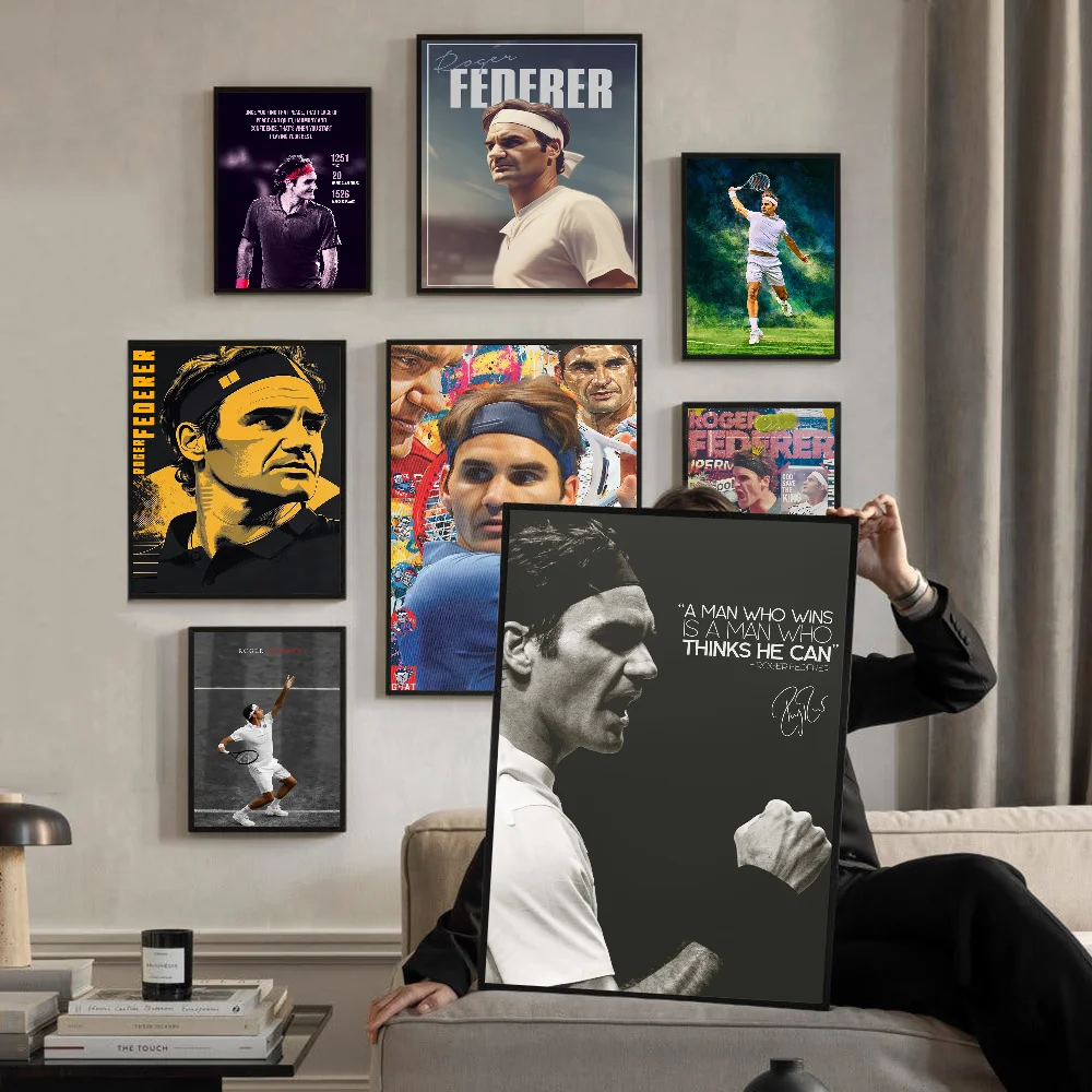 Tennis R-Roger F-Federers Classic Movie Posters Whitepaper Sticker DIY Room Bar Cafe Aesthetic Art Wall Painting