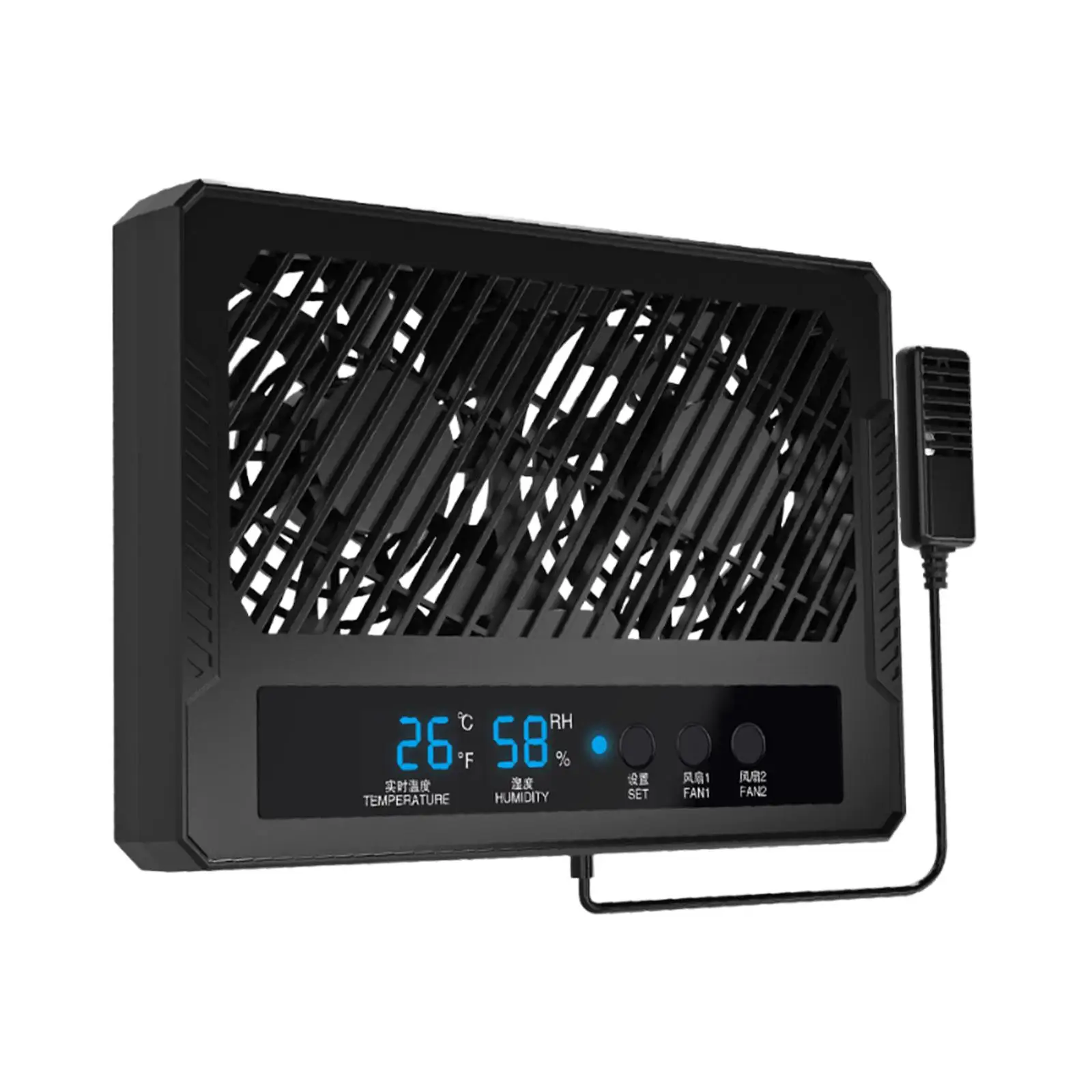 

Reptile Enclosure Humidity Temp Controller Digital Fan Quiet Ventilation System for Terrarium Breeding Accessories