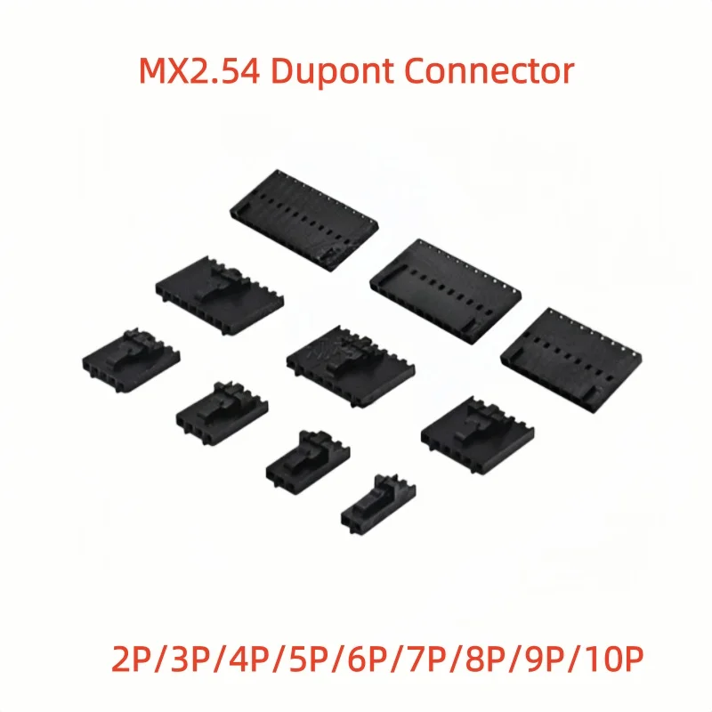 20Pcs MX2.54 Dupont Connector Set 2-10 Pin with Belt Buckle Single Row 2.54mm Housing for Electronics DIY Projects