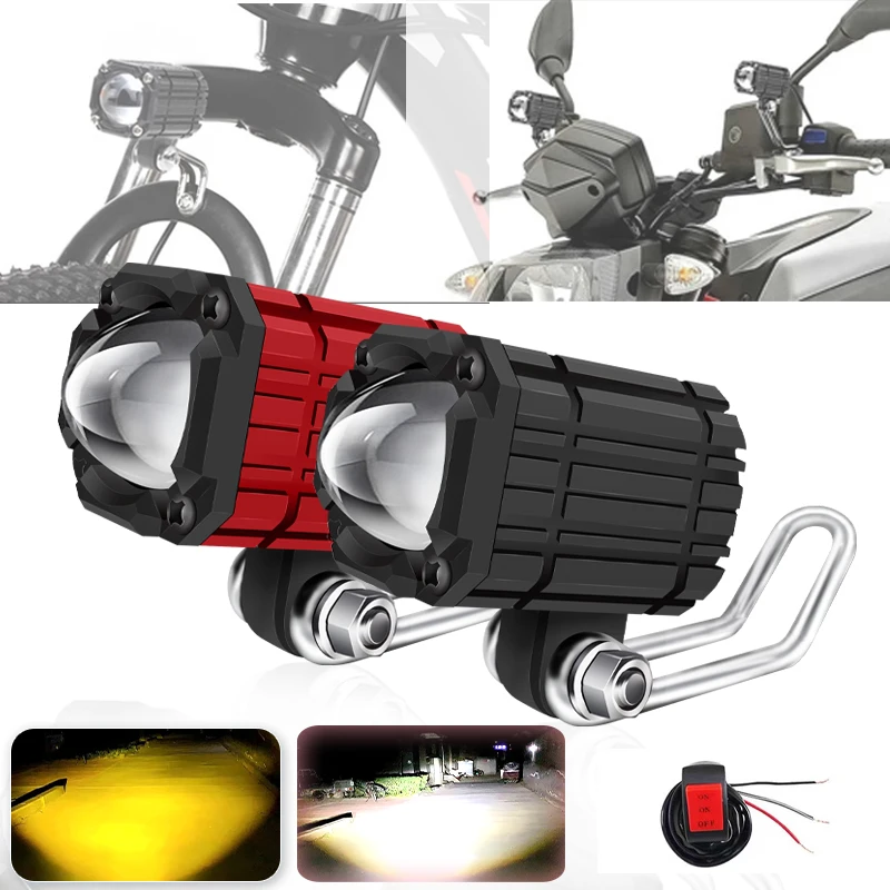 Night knight Motorcycle Auxiliary Spotlights White Yellow Led Headlight Driving Fog Lights For Offroad Vehicles Bicycle Lamp