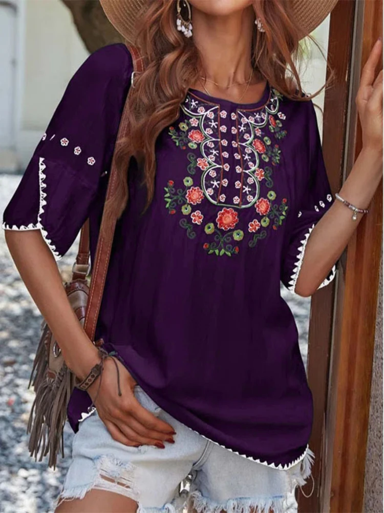 Lâche Crew Ne imprimé ort Sve T-shirt Street Sle décontracté coupe ample rond Ne imprimé Design haut d'été pour les femmes