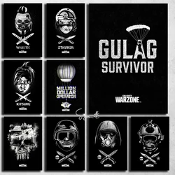 Video Game Call of Duty Warzone Black and White Poster Canvas Prints Call of Duty Warzone Wall Art Picture Gaming Room Bar Decor
