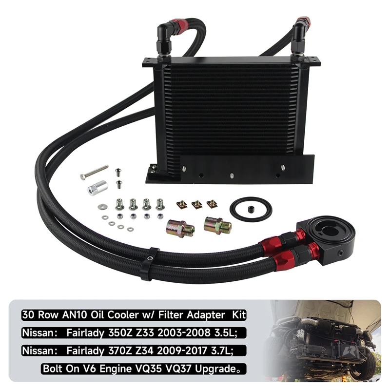 

Black / Silver 30 Row Bolt On Oil Cooler Kit Fits For Nissan Fairlady 03-08 350Z VQ35 / 2009-2017 370Z VQ37