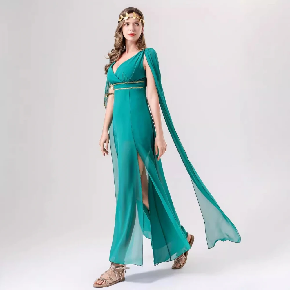 

Adult Godd Freedom Statue Cosplay Stage Costume een Chiffon Long Skirt loween Performance Traditional Ethnic Women's ...