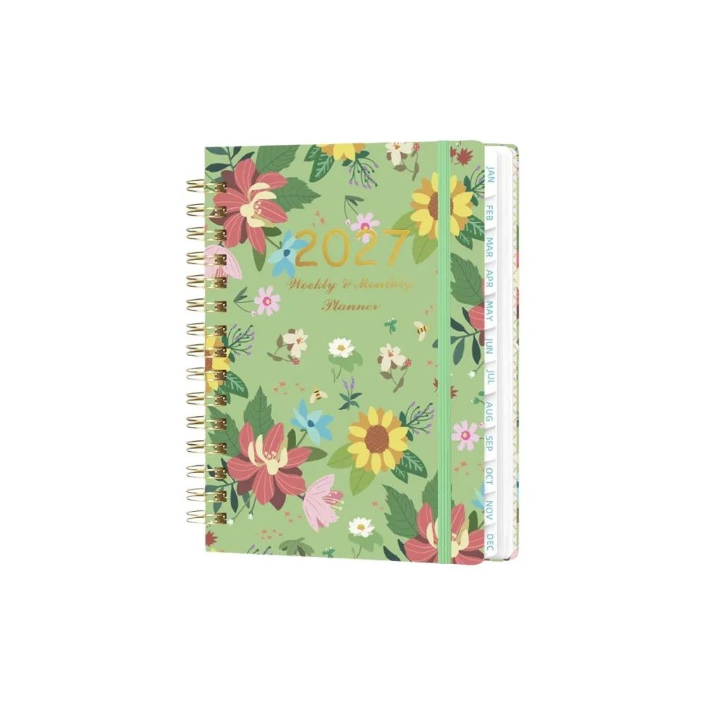 A5 2027 Planner Notebook Floral Pattern Weekly & Monthly Planner Floral Spiral Notebook Spiral Bound