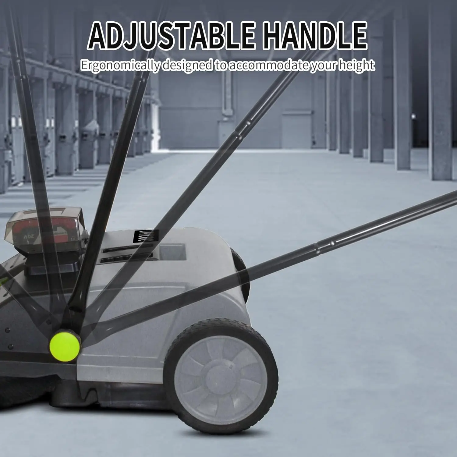 Electric Hand Push Sweeper - Battery Powered Floor Sweeper, Walk Behind Floor Sweeper, Efficient Push Sweeper for Indoor and Out