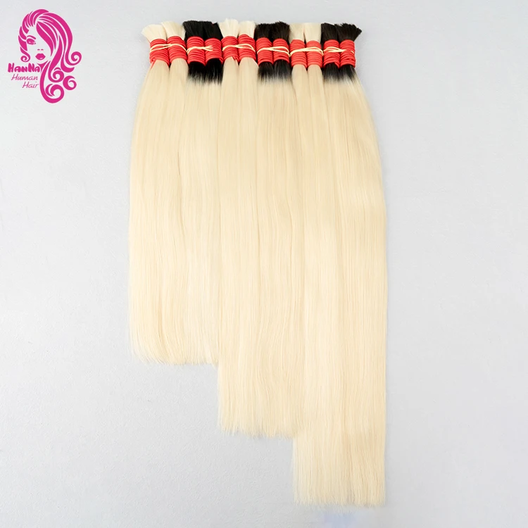 Blonde Silver 613 Color Virgin Cuticle Aligned Human Hair Bulk Extensions Unprocessed Soft Smooth Remy Raw Vietnamese Hair