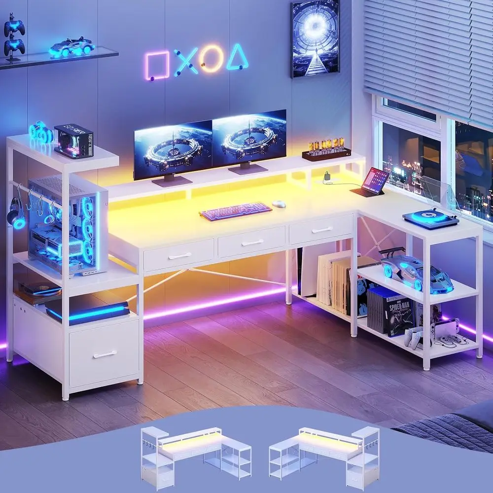 59 White L-Shaped G…