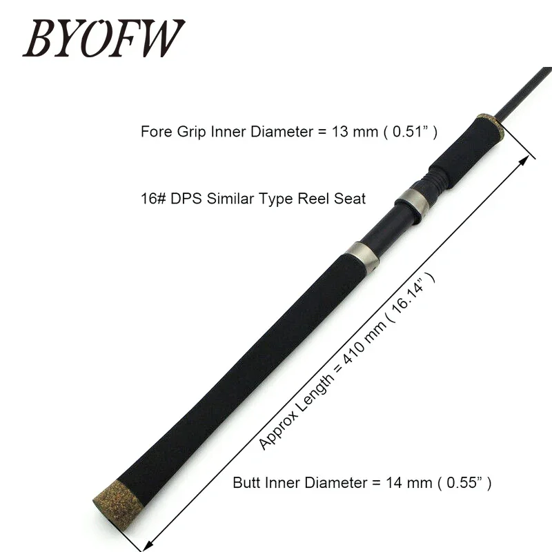 BYOFW Long Black EVA Fishing Rod Handle Grip With Plastic Reel Seat Kit Split Grip DIY Building Replacement Repair