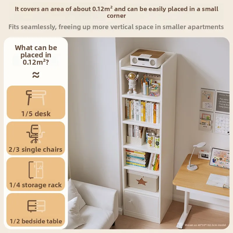 Floor Standing Bookshelf Narrow Gap Wall Hugging Corner Cabinet Desk Side Storage Book Shelves Book Rack Storage Shelf