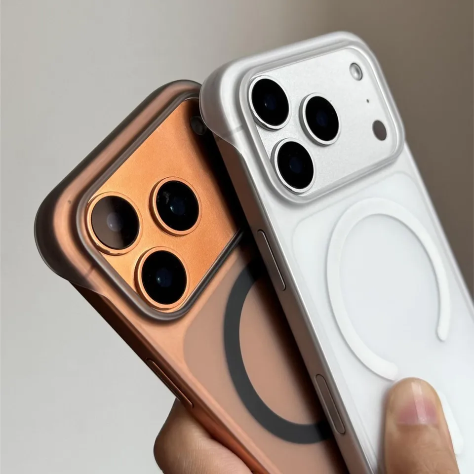 Funda Magnética Ultrafina Mate sin Marco para iPhone 17 Air 16 15 14 Plus 13 12 11 Pro Max Para Magsafe Carga Inalámbrica Transparente 5