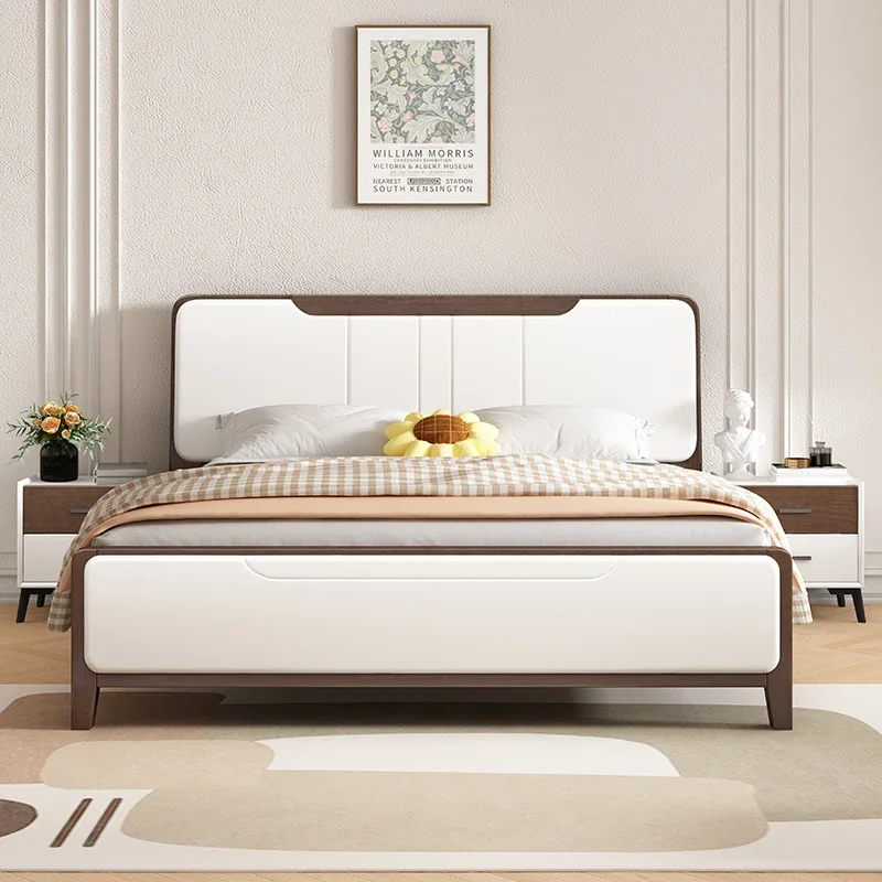 

Aesthetics Modern Bed Simple Solid Wood Master Bedroom White European Bed Twin Fashionable High Quality Cama Casal Furniture