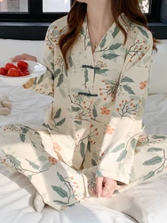 Women Pajamas Set Cotton Home Clothes Women Set Korean Style Ladys Women\'s Pajamas Robes Sleepwear Two Piece Pyjama Pour Femme