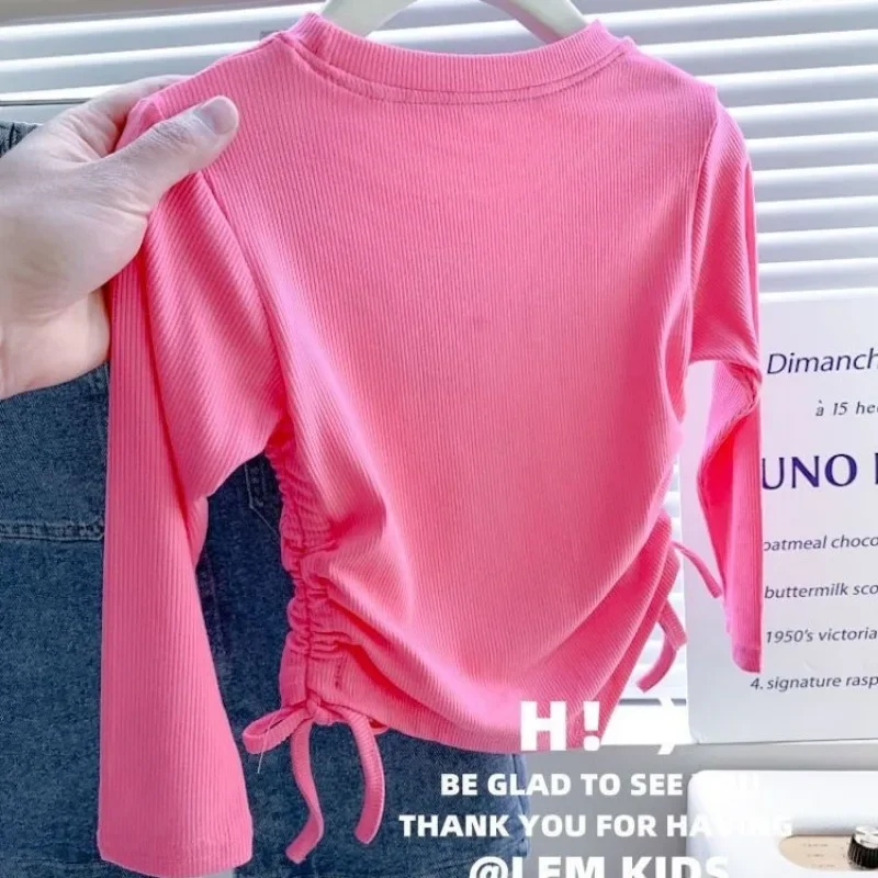 Children Long SleeveT-shirt Girl Letter Printing Elastic Tee Baby Crop Top Spring Autumn3 to10y