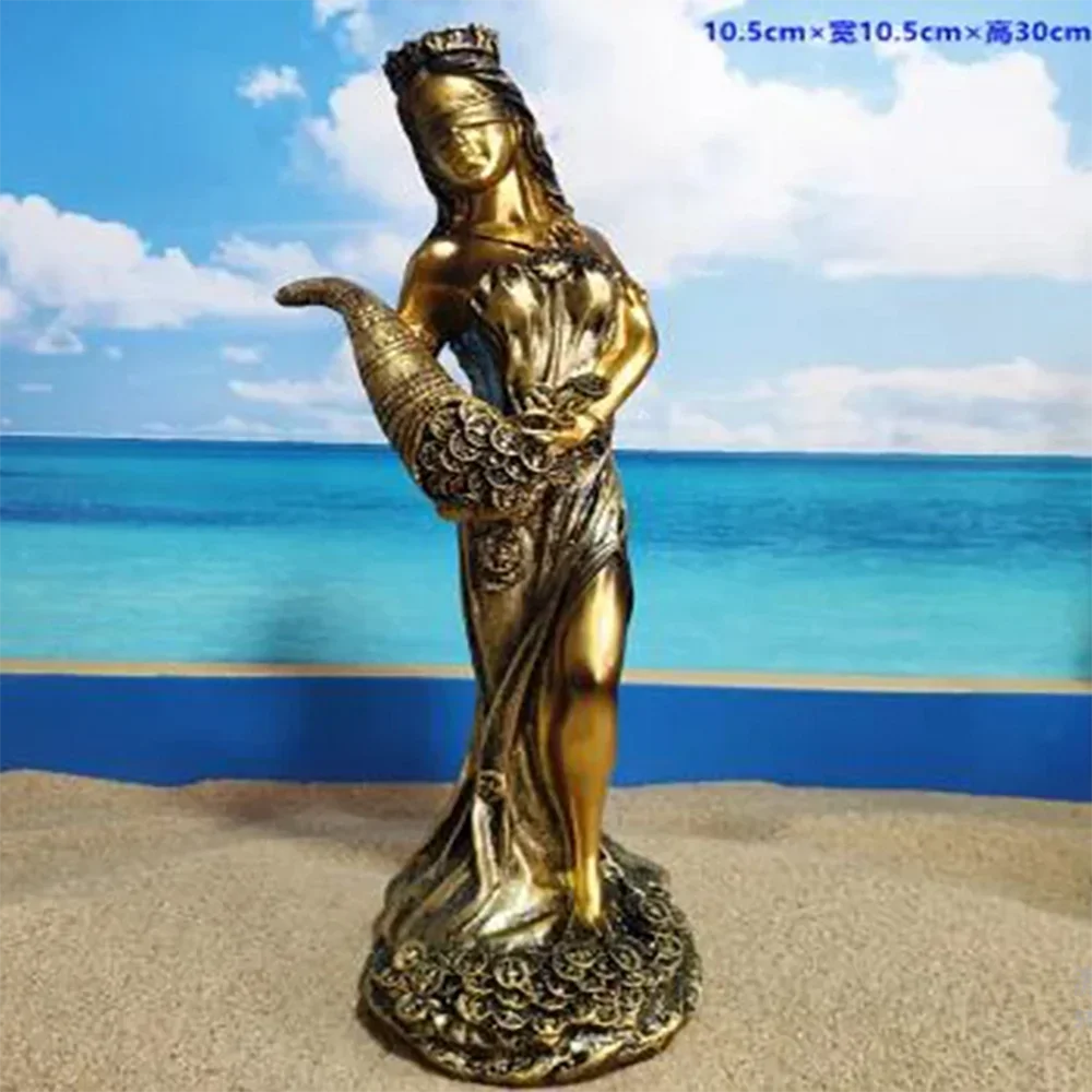 ###ERMAKOVA Large Size Resin Blinded Greek Wealth Goddess Fortuna Figurine Plouto Lucky Fortune Sculpture Office Gift Home Decor