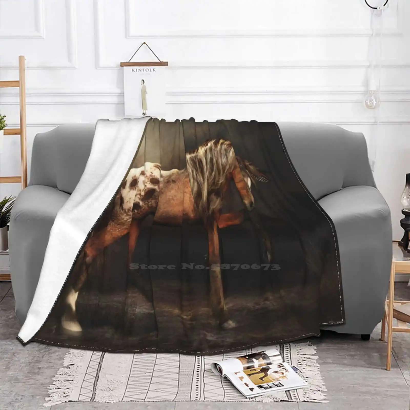 Blanket Appaloosa Bay Horse Art Hot Sale Printing High Qiality Warm Flannel Blanket Appaloosa Bay Horse Art Spotted Horse Bay