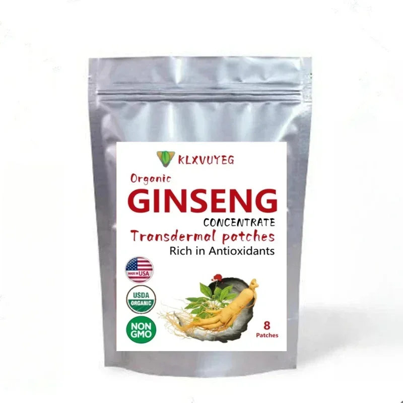 Men's and Women's Korean Red Panax Ginseng with Ginkgo Biloba, 8 Transdermal Patches. High Ginsenosides