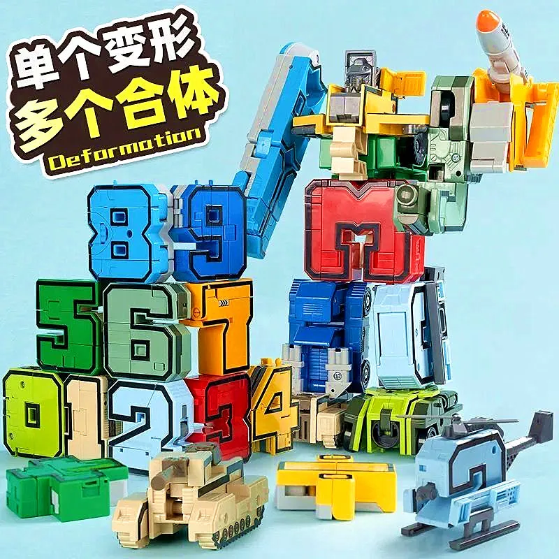 New Digital Robot Transformation Children's Toys Autobots Alphabet Combination Diamond Block Assembly Boys' Puzzle Toys