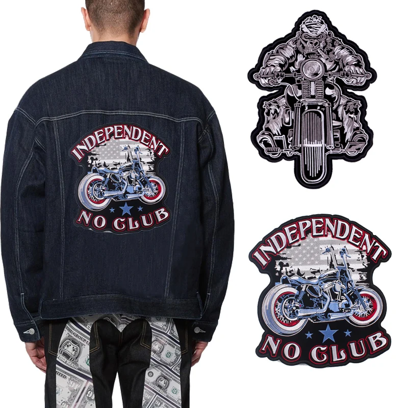 Punk Large Patch Motorcycle Biker Embroiderdy Patch Iron On Patches For Clothing Skull Back Embroidered Patches On Clothes DIY