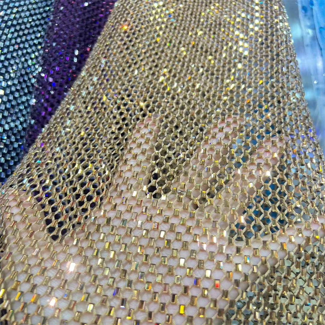 Luxury Lace Fabric High Quality French African nigerian lace fabrics Rhinestone Embroidery Lace for Dress Sewing
