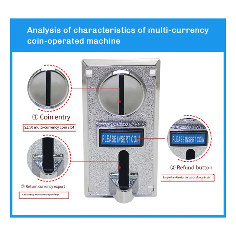 New-2PCS 616 Multi Coin Acceptor Electronic Roll Down Coin Acceptor Selector Mechanism Vending Machine Arcade Game Ticket