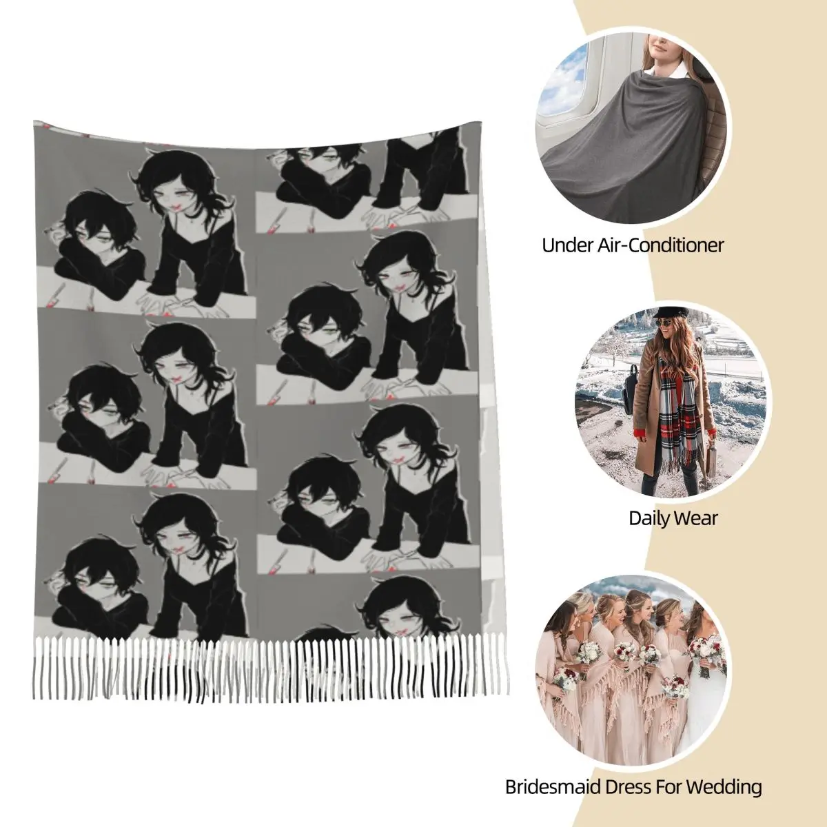 Ashley And Andrew The Coffin Of Andy And Leyley Scarf Tassel Scarves for Women Soft Warm Shawls and Wraps Fall Winter Shawl Wrap