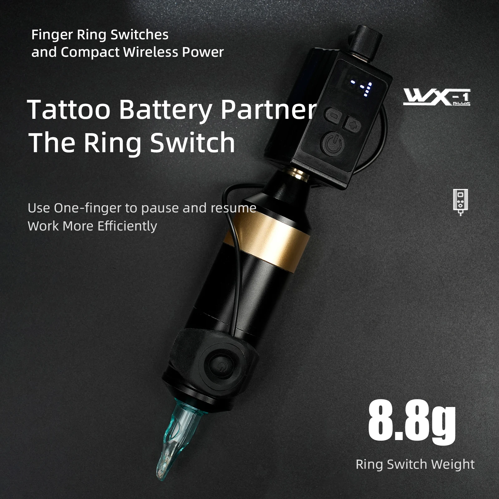 Mini Wireless-Tattoo Netzteil Ring Schalter Kit RCA Stecker 1400mAh LED Tattoo Batterie Körper Kunst Tattoo Zubehör Liefert