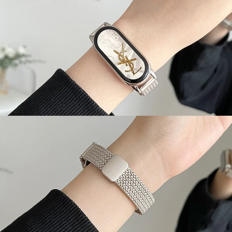 Magnetic Buckle Bracelet for Xiaomi Mi Band 9/8 Strap for Mi Band 8 Strap Stainless Steel Band Miband9/8 for xiaomi 9 Accessorie