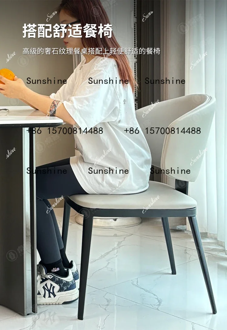 

Light luxury microcrystalline stone dining table High-end modern simple luxury stone Natural marble Supercrystalline stone FT