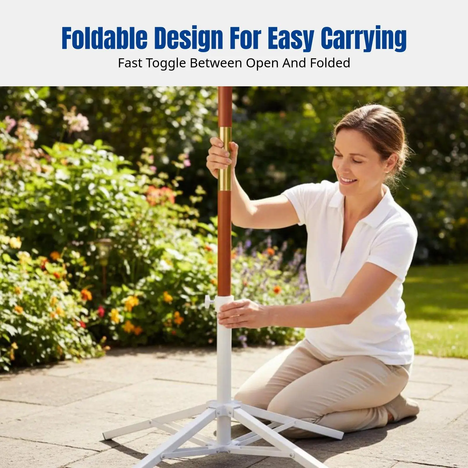 Rust Proof Foldable Beach Parasol Base Stand Steel Baking Paint Umbrella Holder Portable for Garden Patio Sand