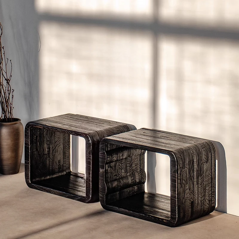 Japanese-style Shoe Bench Minimalist Side Table for Sofa Living Room Solid Wood Low Stool