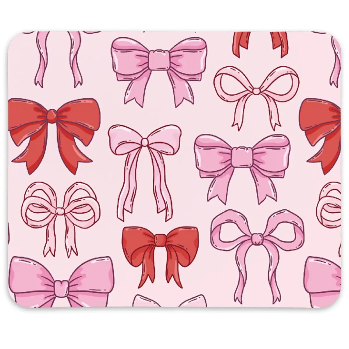 Alfombrilla de ratón para juegos con estampado de lazo rosa Coquette del Día de San Valentín, alfombrilla para ratón de jugador, alfombrillas para teclado, alfombrillas de escritorio, 22x18cm