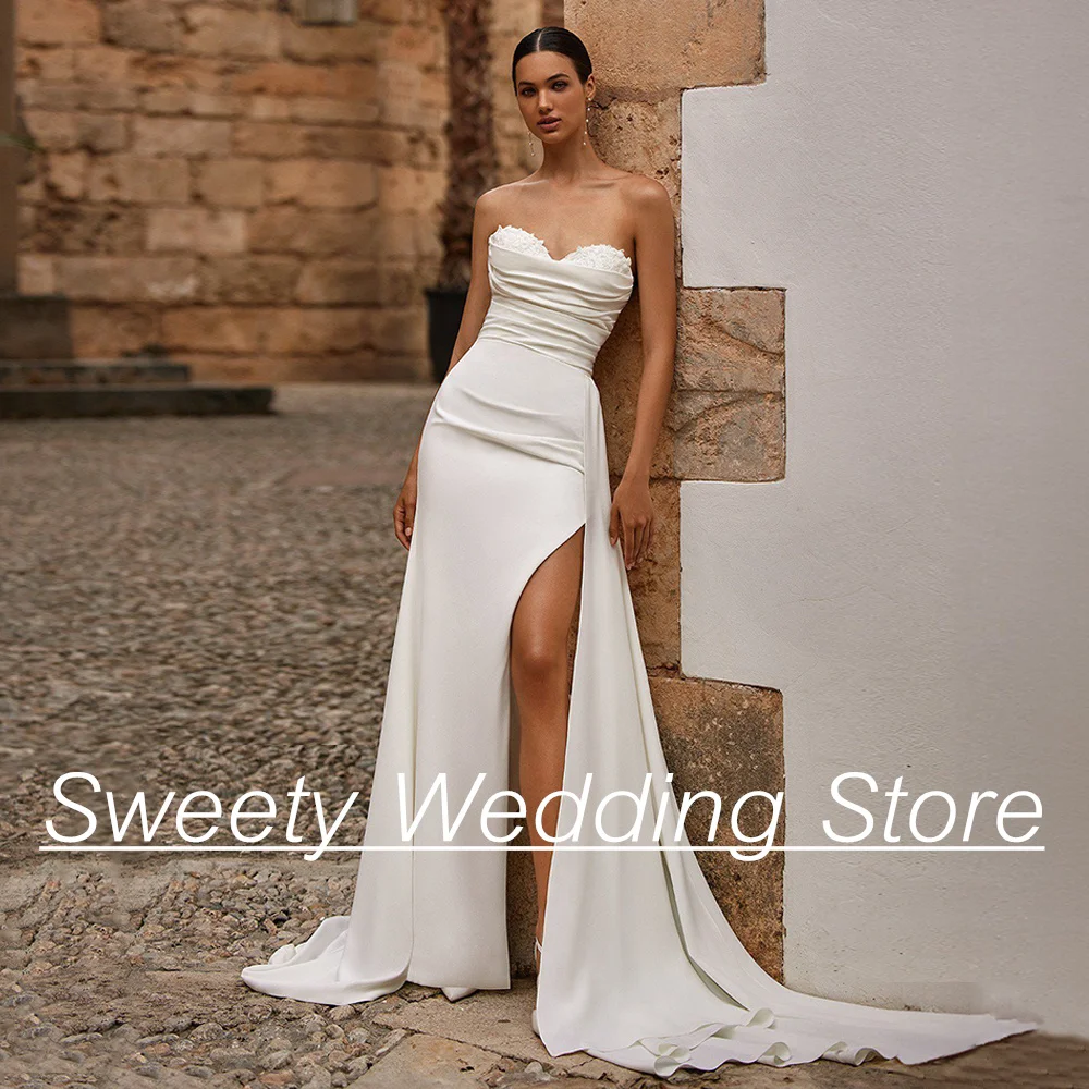 

2024 Wedding Dress Jiayigong New Arrival Sweetheart Sleeveless Pleat Side Split Sweep Train Mermaid Bridal Dresses Bride Gown