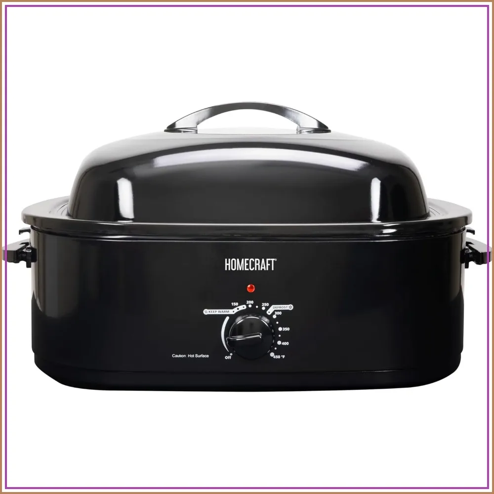 

18-Quart Electric Roaster Oven for Turkey, Chicken, Meat, Vegetables, Full-Range Temperature Control, Lift-Out Rack, Removable Enamel Pot