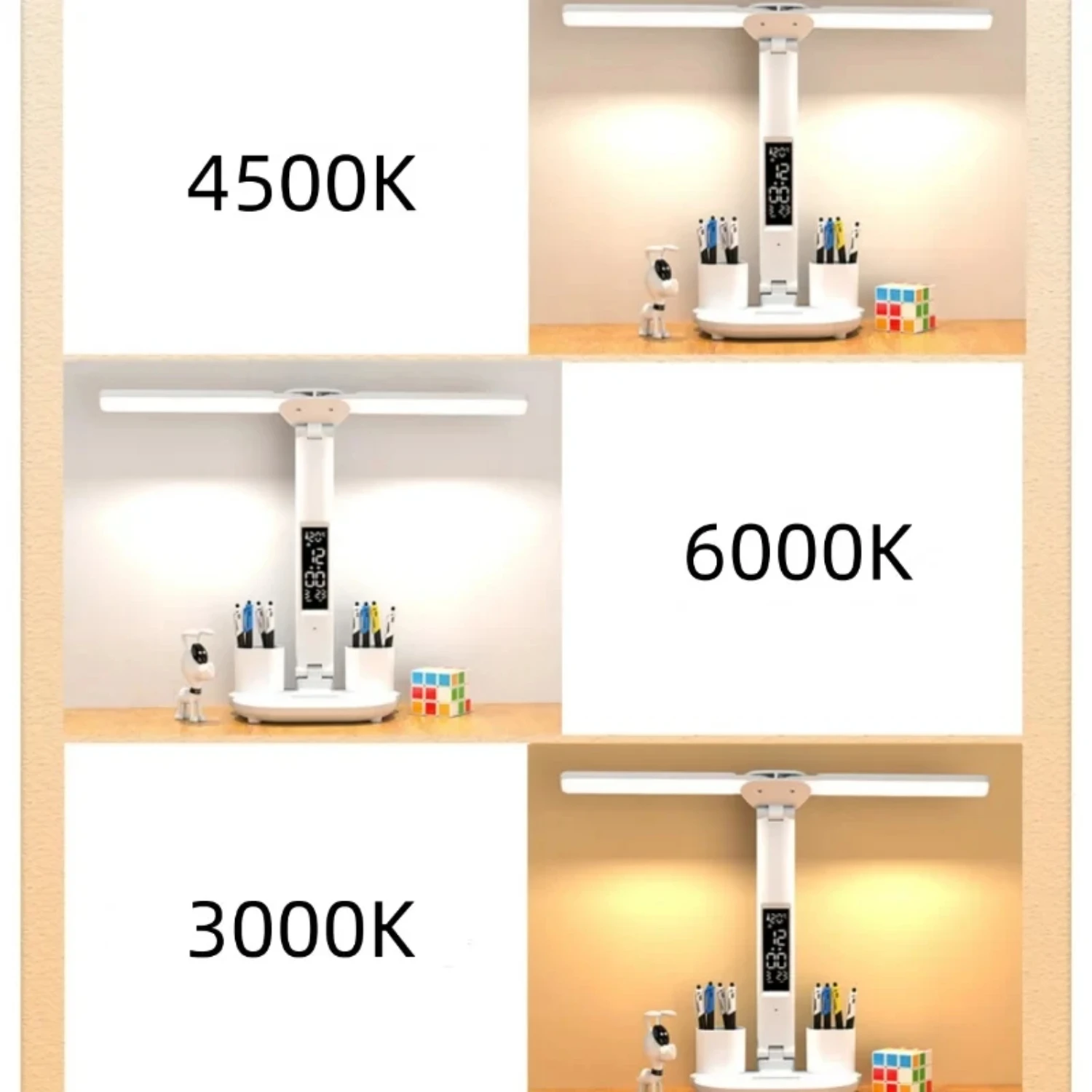 โคมไฟตั้งโต๊ะไฟ LED ปรับได้พร้อมหัวหรี่แสงได้สำหรับการหมุน180องศาการออกแบบให้พับเก็บได้และชาร์จ USB O