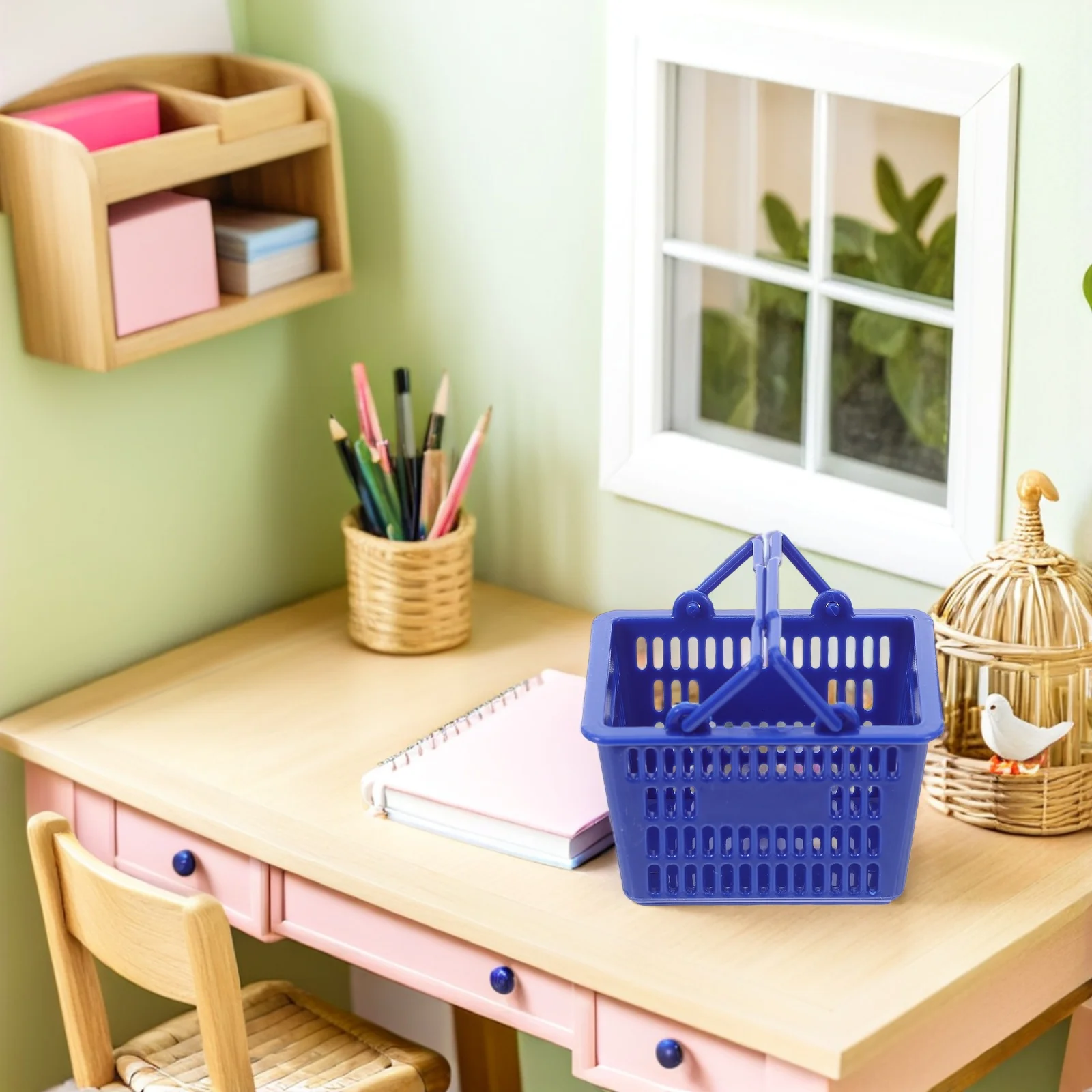 20 قطعة سلة بقالة صغيرة بلاستيكية محمولة سلة صغيرة للأطفال التظاهر اللعب المطبخ تخزين التظاهر عربة التسوق