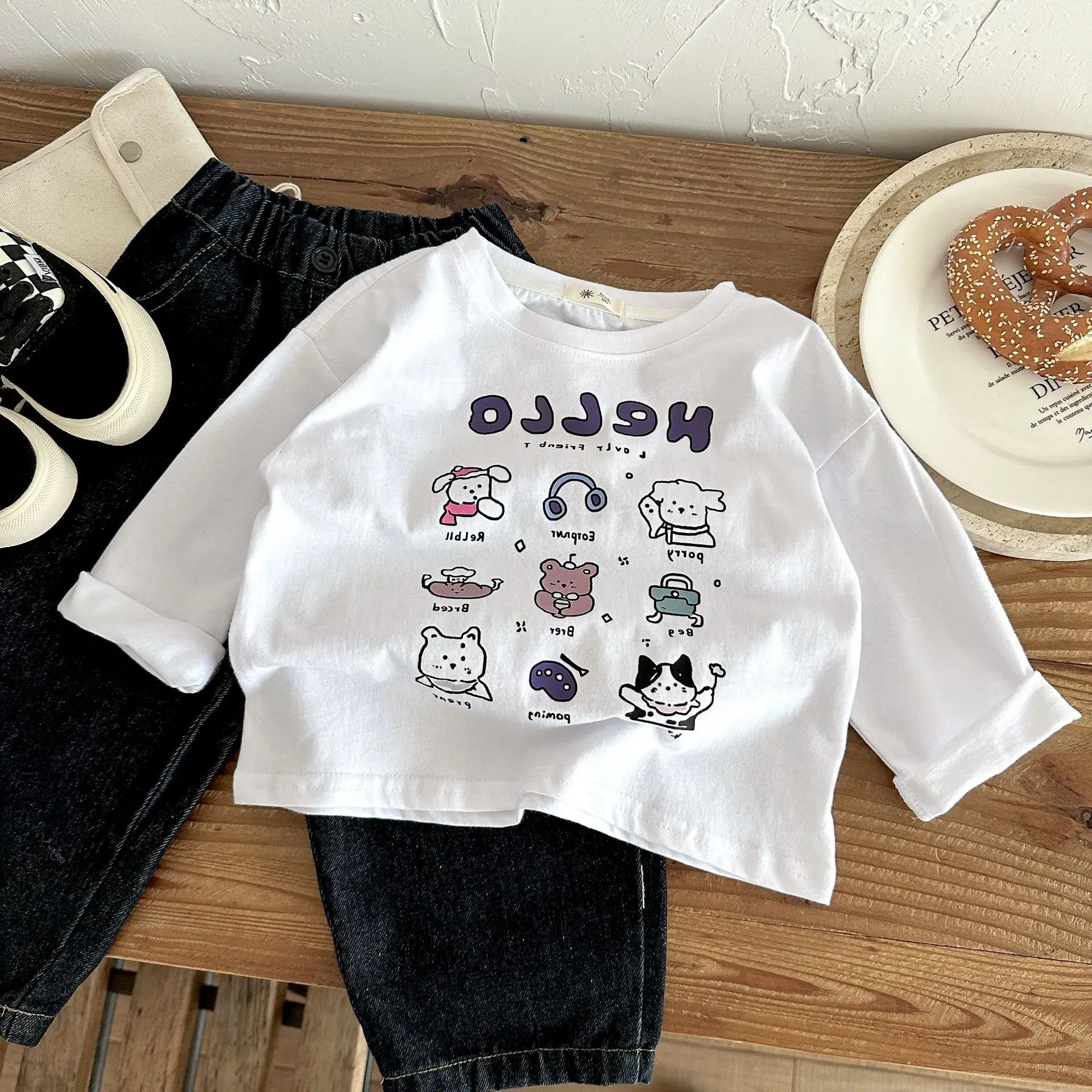 

2025 Autumn New Children Long Sleeve T Shirts Boys Girls Cotton Tee Baby Cute Cartoon Print Shirts Kids Casual T Shirts
