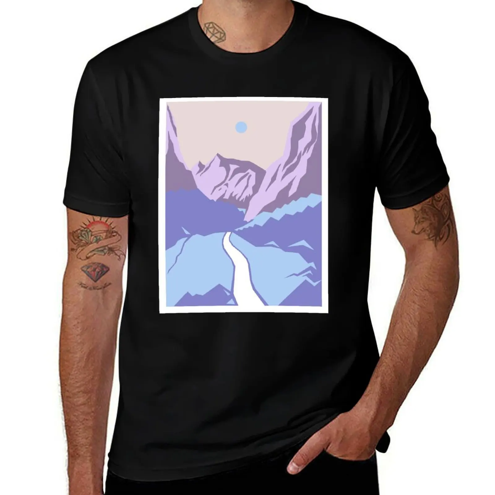 

Geometric Mountains Abstract Landscape T-Shirt anime designer shirts graphics man clothes Men's clothing