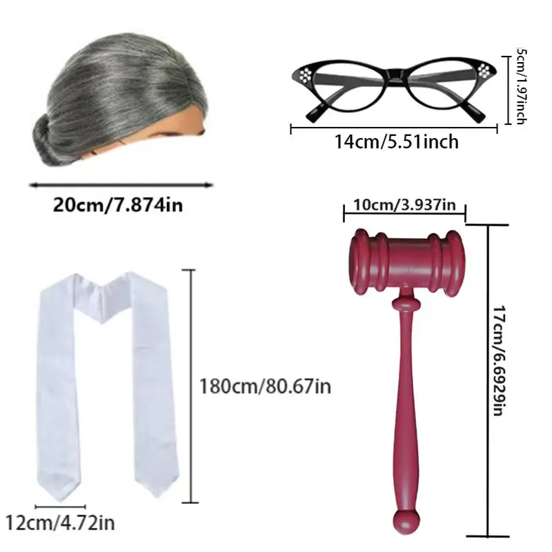 PESENAR – ensemble d'accessoires de Costume de juge avec faux col en dentelle, épingle ras du cou, lunettes de marteau pour Costume d'halloween RBG