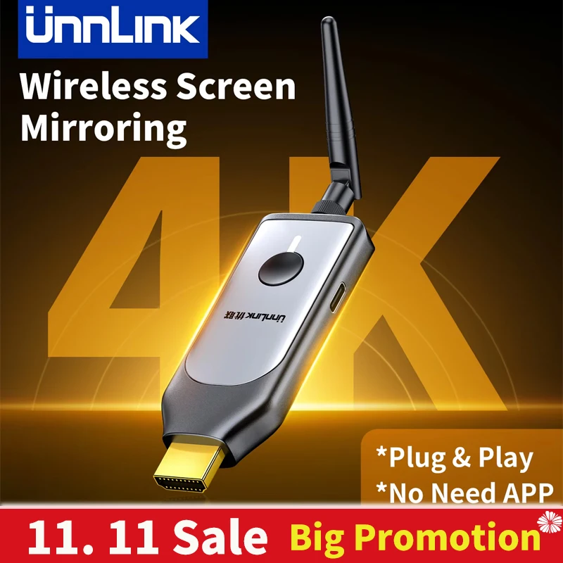

Unnlink 4K Wireless Display Dongle, HDMI Receiver for Phone Screen Mirroring, Phone to TV, 4K TV Cast