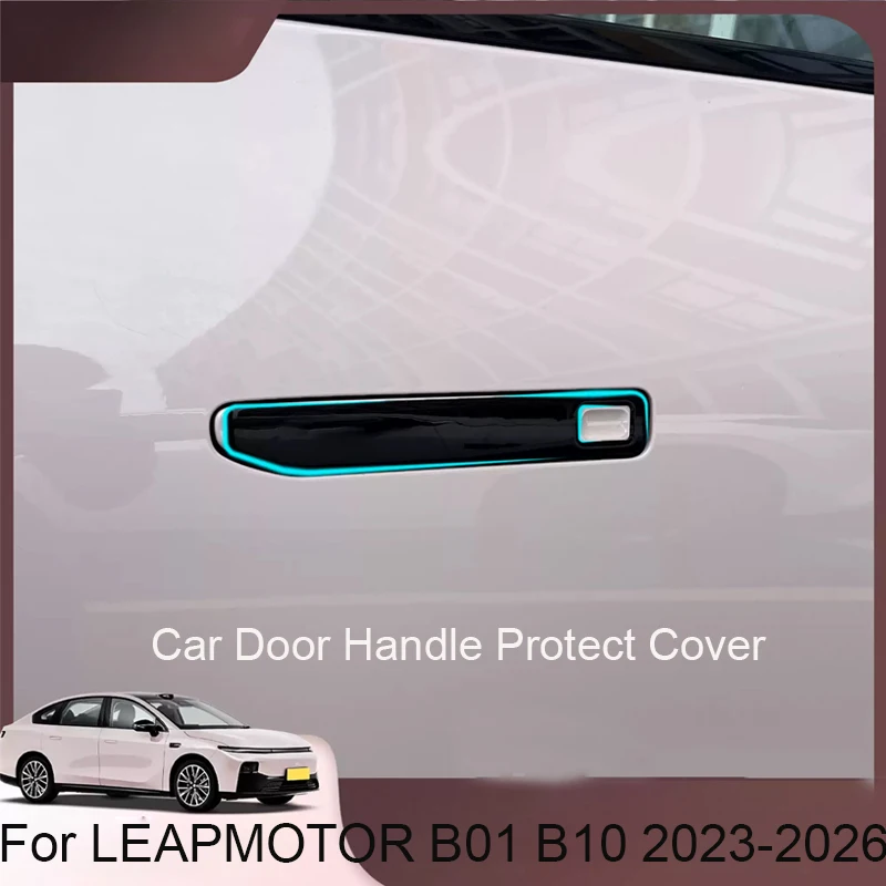4 PCS Car Drip Glue Door Handle Cover Anti Scratch For LEAPMOTOR B01 B10 2023-2026 Auto Exterior Decorat Sticker Accessories