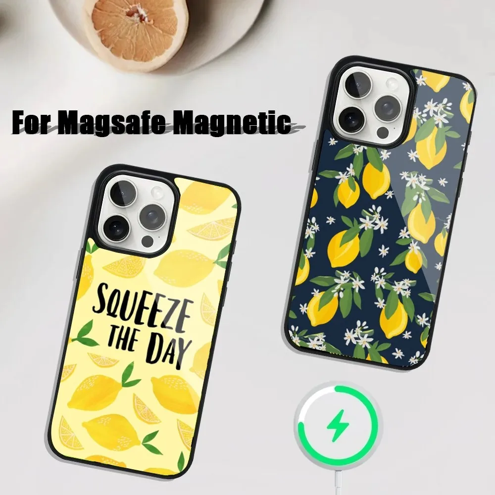 Fruit lemon Phone Case For iPhone 16,15,14,13,12,11,Plus,Pro,Max Mini Magsafe Magnetic Wireless Charging