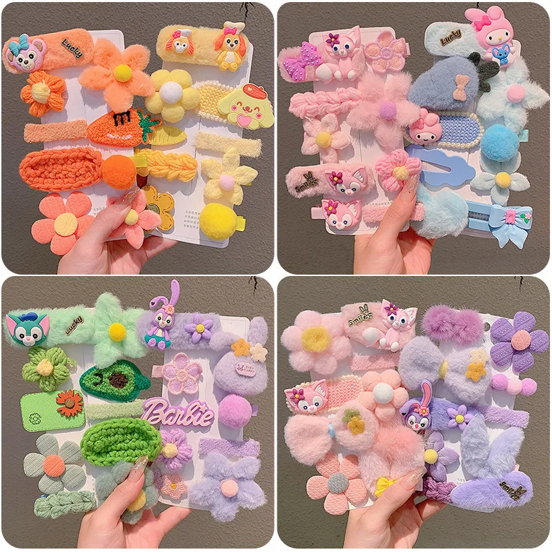 Sanrio autumn and winter new children's hair clips, cartoon hair accessories, soft hair clips, side clips, hair cards for girls