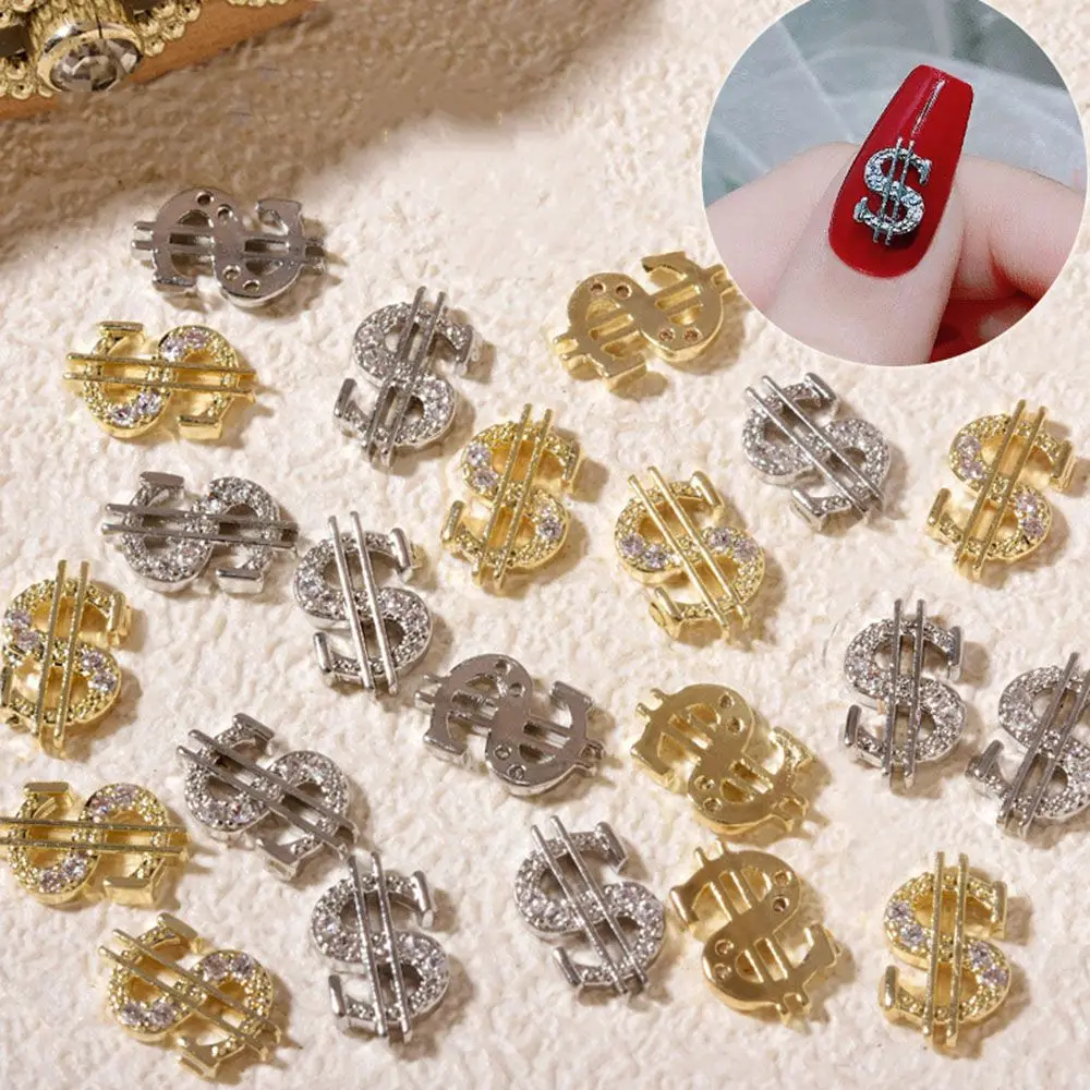 

Flash Silver/Gold Money Coin Design 3D Manicure DIY Nail Jewelry Dollar Nail Art Decorations Nail Art Rhinestone