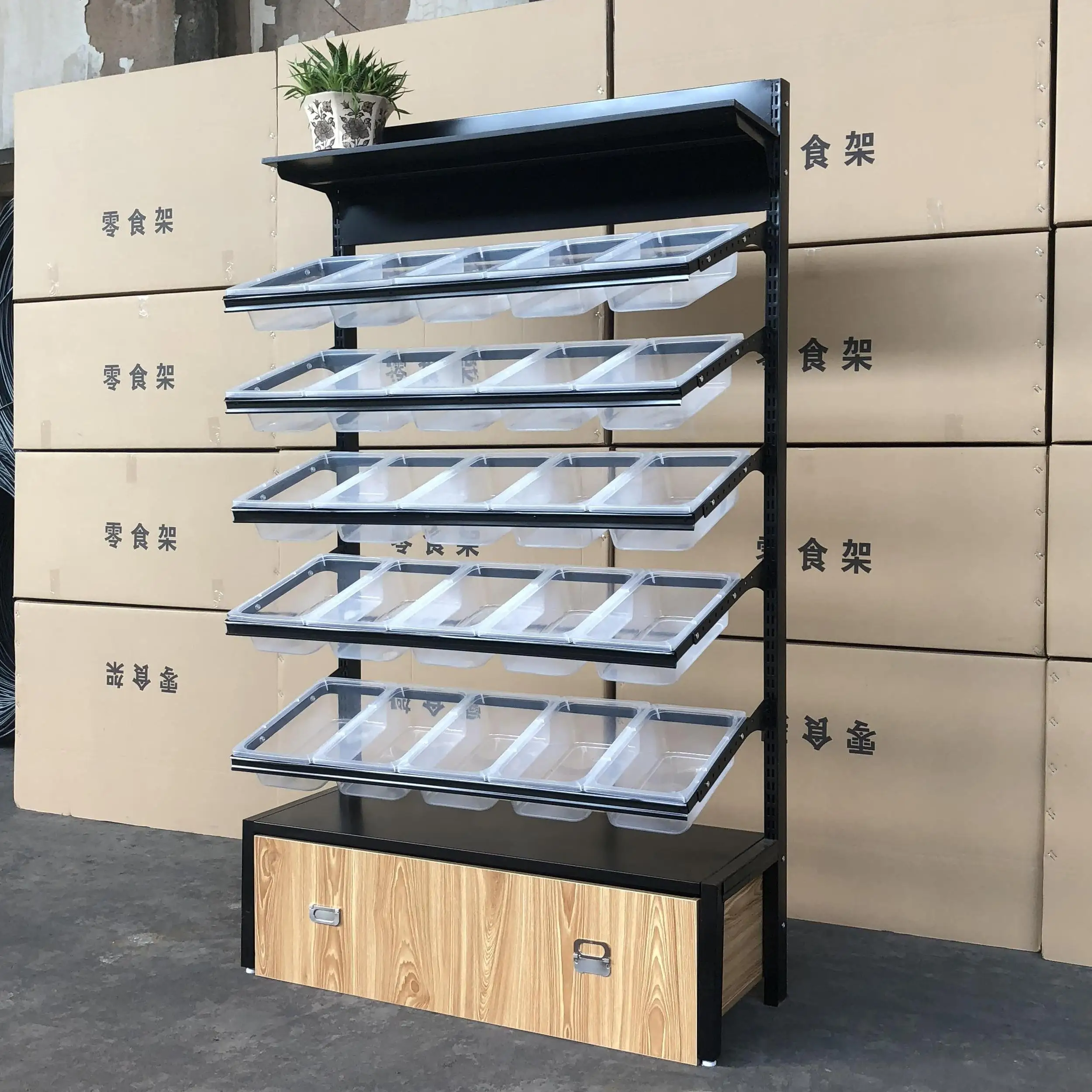 commissary supermarket bulk goods bulk scale snacks dried candy food convenience store the wall multi-layer display shelves