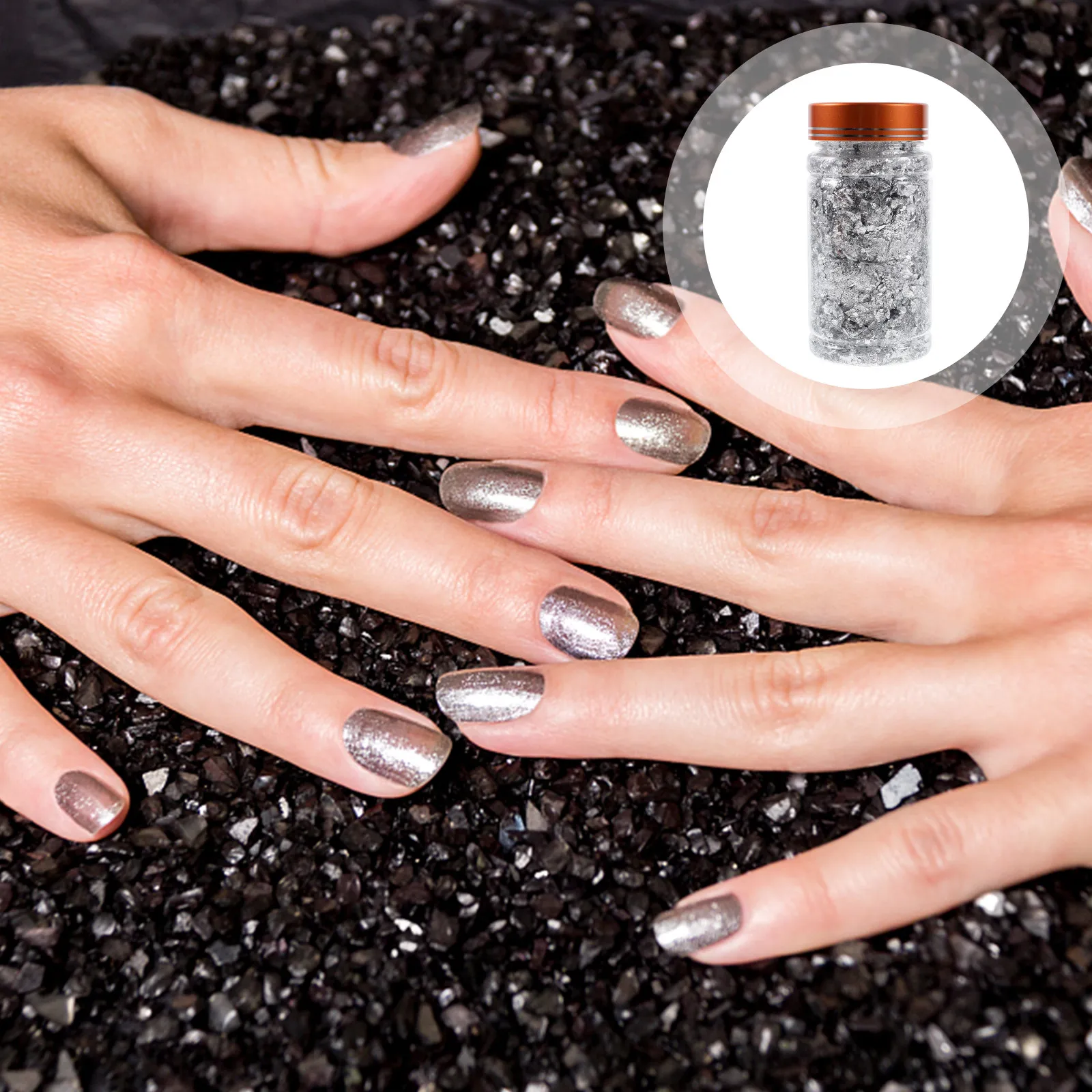 

3 шт. мини-бутылочки с серебряной фольгой для декора: для ногтей, чехлов для телефонов, приглашений, сумок, платьев, боди-арта, золото и серебро