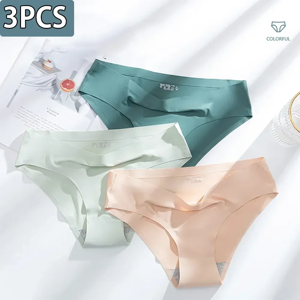 

Superior 3pcs/set Silk Sexy Ice Cotton Underpants Ladies Quick-dry Smooth Briefs Crotch Women Lingerie Cozy Mid Underwear Waist