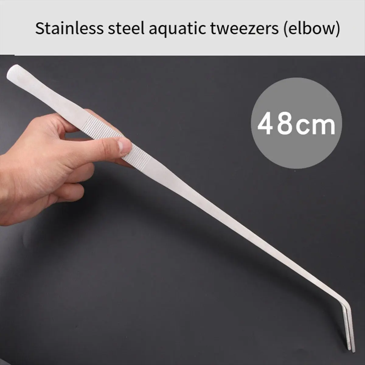 |NEWAA73|2PCS 48cm Stainless Steel Tweezers Fish Tank Aquatic Plants Aquarium Tool Water Plant Curved Pliers Feeding Ton