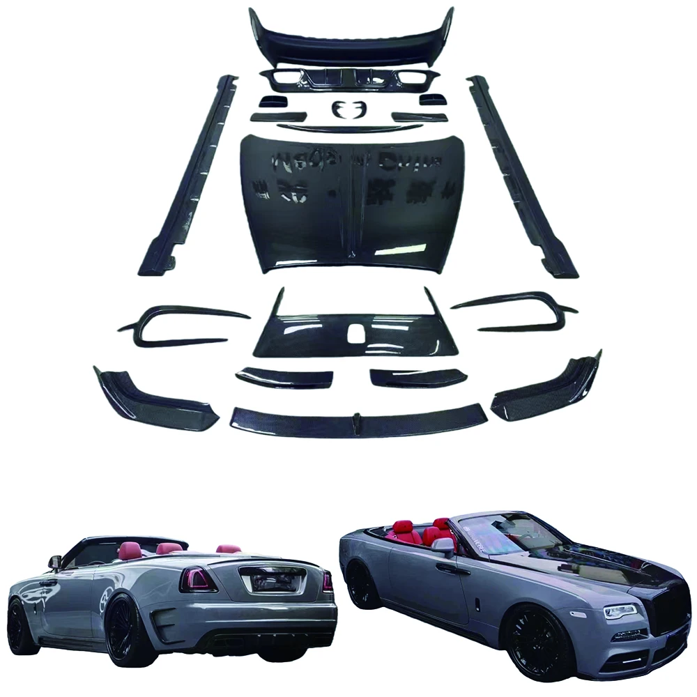 

Комплект обвеса M Style из сухого карбона для Rolls Royce Wraith: передний и задний бамперы, боковые пороги, защита от брызг